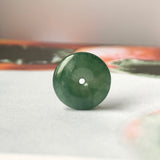 A-Grade Natural Dark Bluish Green Jadeite Donut Pendant No.172120