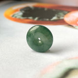 SOLD OUT: A-Grade Natural Dark Bluish Green Jadeite Donut Pendant No.172120