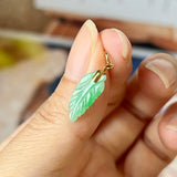 A-Grade Natural Moss On Snow Jadeite Leaf Charm No.170706