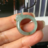 16.4mm A-Grade Blue Brownish Yellow Jadeite Ingot Ring No. 162651