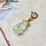 Icy A-Grade Natural Jadeite Hand with Pearl Charm No.170713