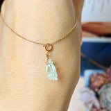 Icy A-Grade Natural Jadeite Hand with Pearl Charm No.170713