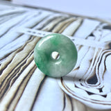 A-Grade Natural Moss on Snow Jadeite Bagel Piece No.172127