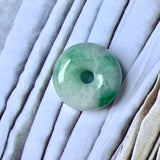 A-Grade Natural Moss on Snow Jadeite Bagel Piece No.172127