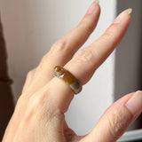 16.1mm A-Grade Blue Brownish Yellow Jadeite Ingot Ring No. 162652
