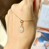 Icy A-Grade Natural Jadeite Hand with Pearl Charm No.170712