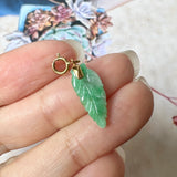 A-Grade Natural Moss On Snow Jadeite Leaf Charm No.170705