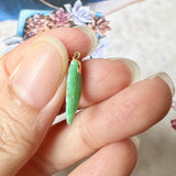 A-Grade Natural Moss On Snow Jadeite Leaf Charm No.170705