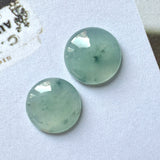 9.2 cts A-Grade Natural Light Greenish Blue Jadeite Cabochon Pair No.180241