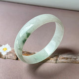 52.5mm A-Grade Natural Floral Jadeite Modern Round Bangle No.152190
