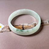 52.5mm A-Grade Natural Floral Jadeite Modern Round Bangle No.152190