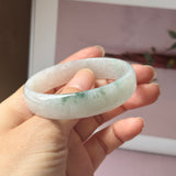 52.5mm A-Grade Natural Floral Jadeite Modern Round Bangle No.152190