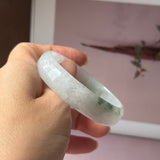 52.5mm A-Grade Natural Floral Jadeite Modern Round Bangle No.152190