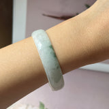 52.5mm A-Grade Natural Floral Jadeite Modern Round Bangle No.152190