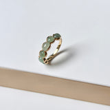 16.4mm A-Grade Natural Green Jadeite Colour Galore Ring No.162393