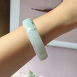52.5mm A-Grade Natural Floral Jadeite Modern Round Bangle No.152190