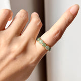 16.4mm A-Grade Natural Green Jadeite Colour Galore Ring No.162393