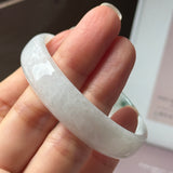 52.4mm A-Grade Natural Floral Jadeite Modern Round Bangle No.152191
