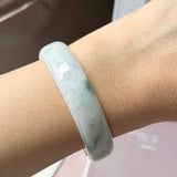 52.4mm A-Grade Natural Floral Jadeite Modern Round Bangle No.152191