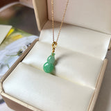 SOLD OUT: A-Grade Moss On Snow Jadeite Calabash Pendant No.600139