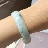 52.4mm A-Grade Natural Floral Jadeite Modern Round Bangle No.152191