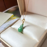 SOLD OUT: A-Grade Moss On Snow Jadeite Calabash Pendant No.600139