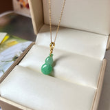 SOLD OUT: A-Grade Moss On Snow Jadeite Calabash Pendant No.600139