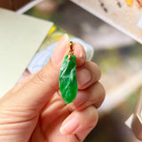 A-Grade Imperial Green Jadeite Orchid Pendant No.600136