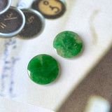 12.2 cts A-Grade Natural Imperial Green Jadeite Cabochon Pair No.180713