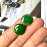 12.2 cts A-Grade Natural Imperial Green Jadeite Cabochon Pair No.180713