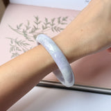 58mm A-Grade Natural Lavender Jadeite Modern Round Bangle No.152111