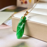 A-Grade Imperial Green Jadeite Orchid Pendant No.600136