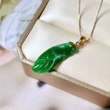 A-Grade Imperial Green Jadeite Orchid Pendant No.600136