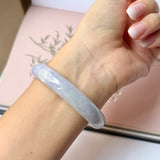 58mm A-Grade Natural Lavender Jadeite Modern Round Bangle No.152111