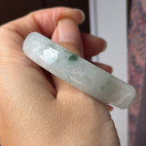 52.4mm A-Grade Natural Floral Jadeite Modern Round Bangle No.152192