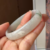 52.4mm A-Grade Natural Floral Jadeite Modern Round Bangle No.152192
