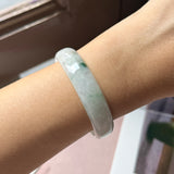 52.4mm A-Grade Natural Floral Jadeite Modern Round Bangle No.152192