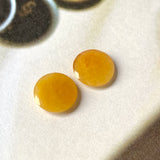 3.65 cts A-Grade Natural Yellow Jadeite Cabochon Pair No.180719
