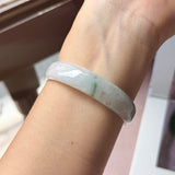 52.4mm A-Grade Natural Floral Jadeite Modern Round Bangle No.152192
