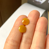 SOLD OUT: 3.65 cts A-Grade Natural Yellow Jadeite Cabochon Pair No.180719