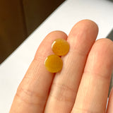 SOLD OUT: 3.65 cts A-Grade Natural Yellow Jadeite Cabochon Pair No.180719