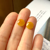 SOLD OUT: 3.65 cts A-Grade Natural Yellow Jadeite Cabochon Pair No.180719