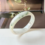 52.4mm A-Grade Natural Floral Jadeite Modern Round Bangle No.152193