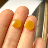 SOLD OUT: 3.65 cts A-Grade Natural Yellow Jadeite Cabochon Pair No.180719