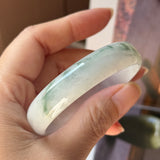 52.4mm A-Grade Natural Floral Jadeite Modern Round Bangle No.152193