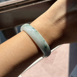 52.4mm A-Grade Natural Floral Jadeite Modern Round Bangle No.152193