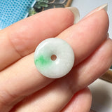 SOLD OUT: A-Grade Natural Moss On Snow Jadeite Donut Pendant No.220501