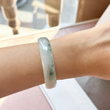 52.4mm A-Grade Natural Floral Jadeite Modern Round Bangle No.152193