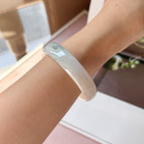 52.4mm A-Grade Natural Floral Jadeite Modern Round Bangle No.152193