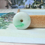 A-Grade Natural Moss On Snow Jadeite Donut Pendant No.220501